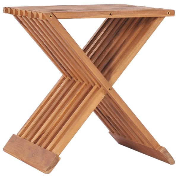 vidaXL Hopfällbar pall 40x32x45 cm massiv teak Brun