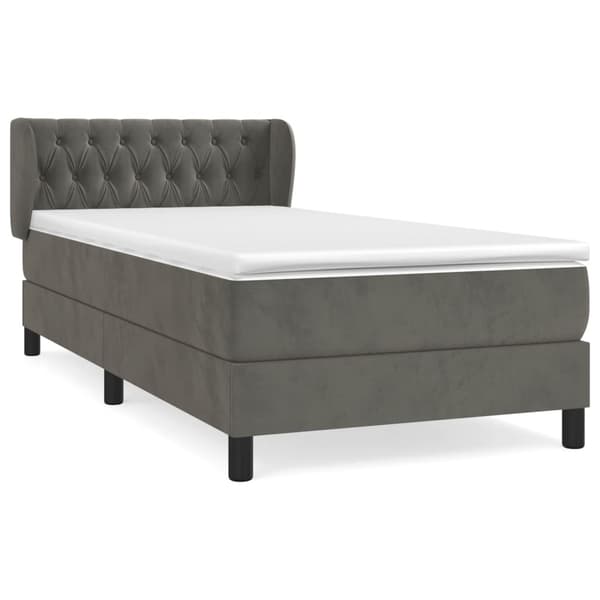 vidaXL Ramsäng med madrass mörkgrå 100x200 cm sammet Grå