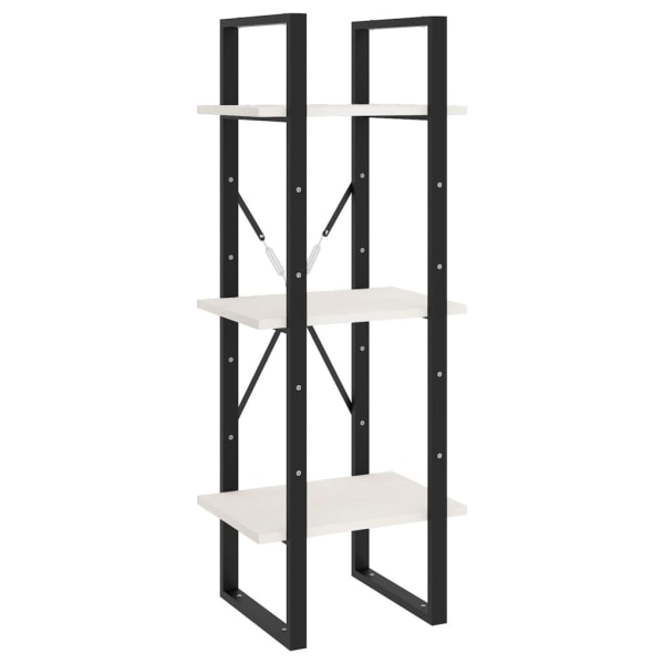 vidaXL Bokhylla 3 hyllplan vit 40x30x105 cm massiv furu Vit