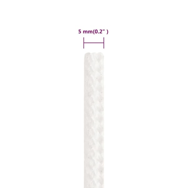 vidaXL Båtlina helvit 5 mm 25 m polypropylen