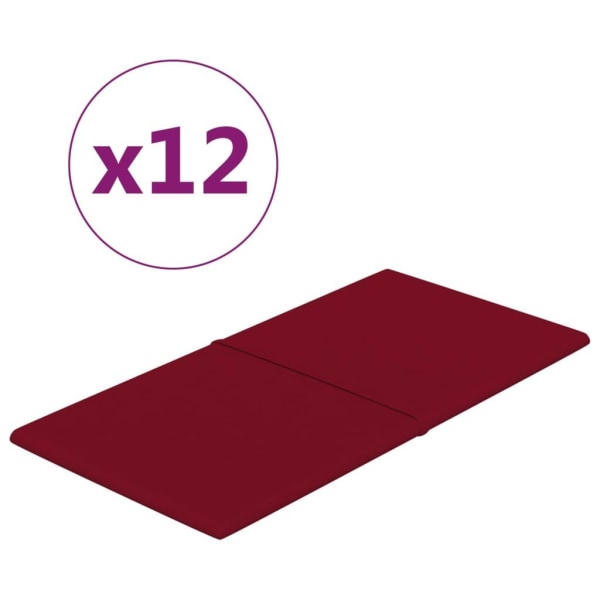 vidaXL Väggpaneler 12 st vinröd 60x30 cm sammet 2,16 m² Röd