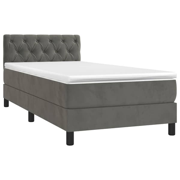 vidaXL Ramsäng med madrass & LED mörkgrå 80x200 cm sammet Grå