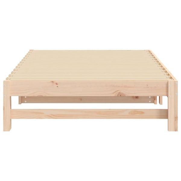 vidaXL Utdragbar dagbädd 2x(100x200) cm massiv furu Brun