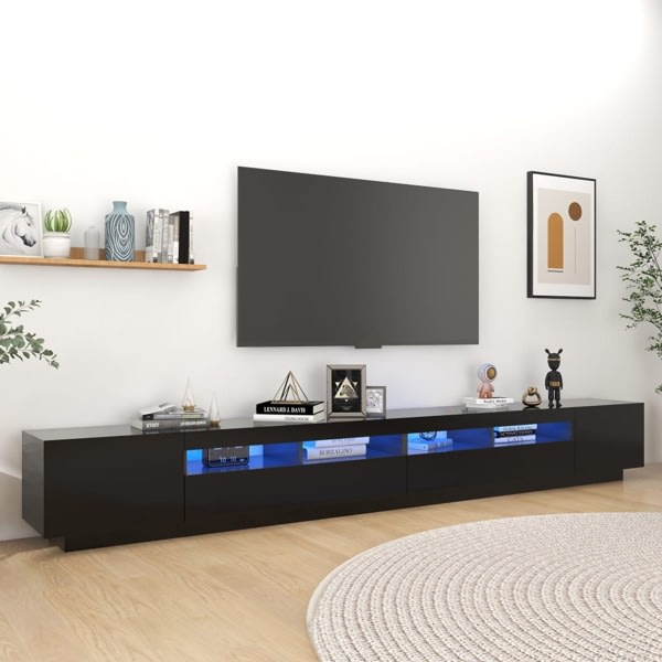 vidaXL TV-bänk med LED-belysning svart 300x35x40 cm Svart