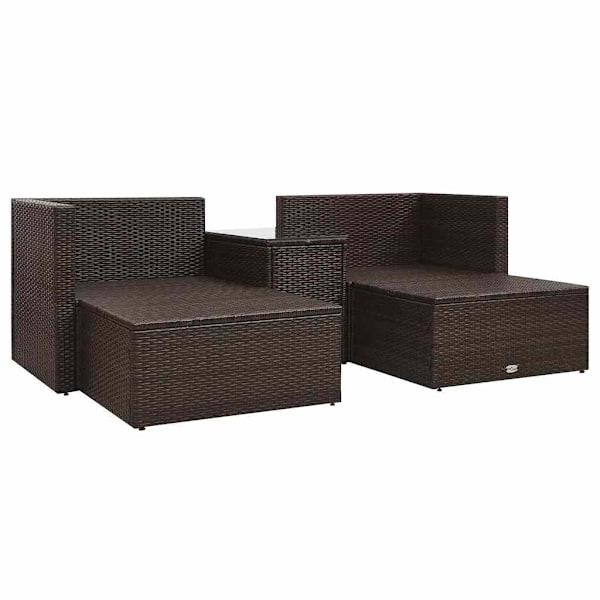 vidaXL Loungeset för trädgården med dynor 5 delar konstrotting brun Brun