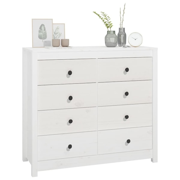 vidaXL Sidoskåp vit 100x40x90 cm massiv furu Vit