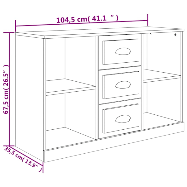 vidaXL Skänk vit högglans 104,5x35,5x67,5 cm konstruerat trä Vit