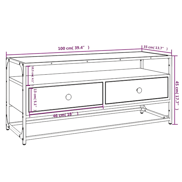 vidaXL Tv-bänk svart 100x35x45 cm konstruerat trä Svart