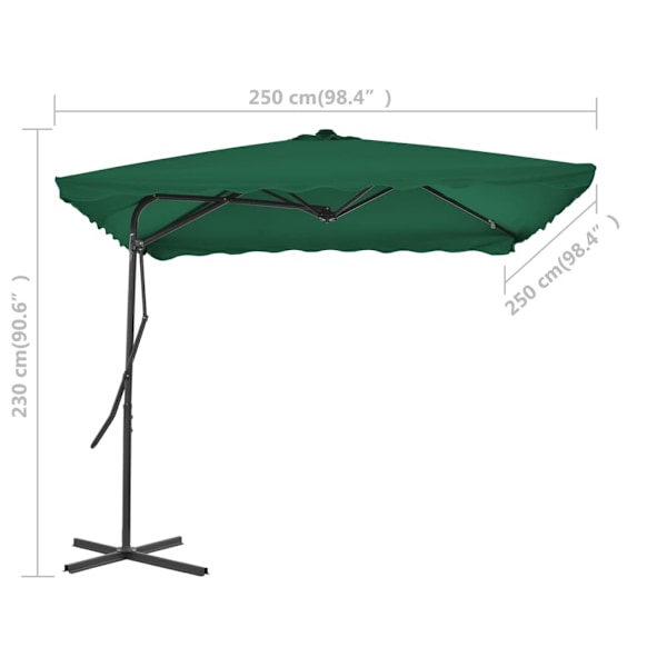 vidaXL Trädgårdsparasoll med stålstång 250x250 cm grön Grön