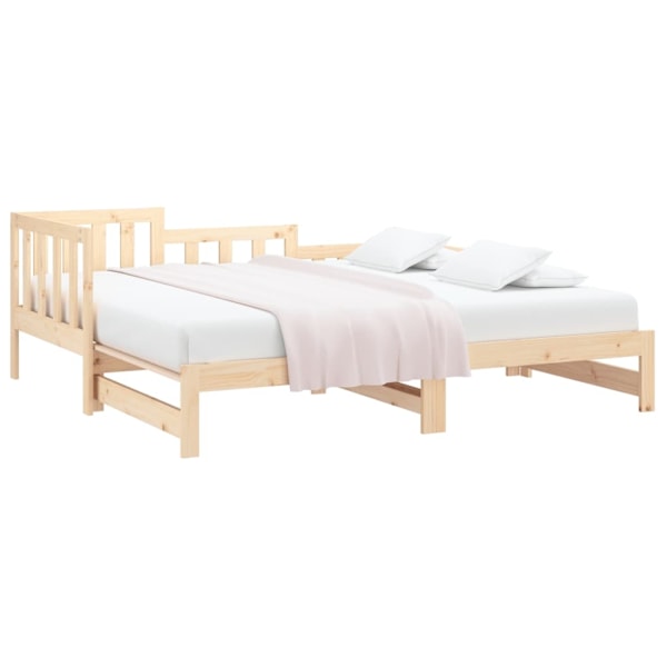 vidaXL Utdragbar dagbädd 2x(90x200) cm massiv furu Brun