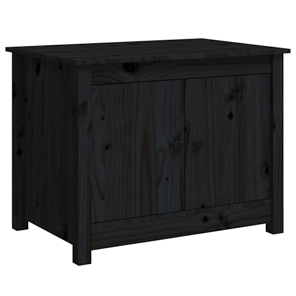 vidaXL Soffbord svart 71x49x55 cm massiv furu Svart