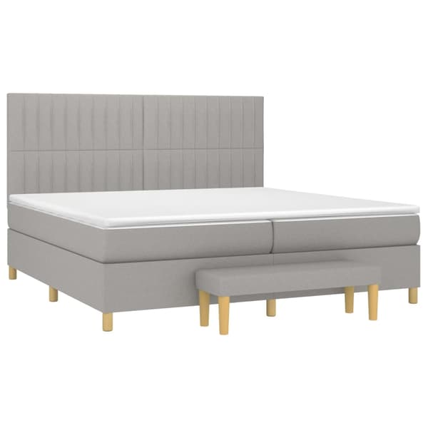 vidaXL Ramsäng med madrass ljusgrå 200x200 cm tyg Grå