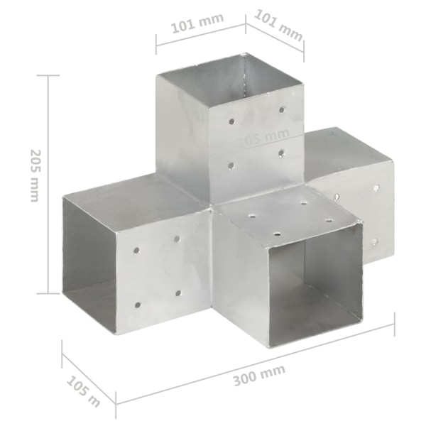 vidaXL Stolpbeslag X-form galvaniserad metall 101x101 mm Silver
