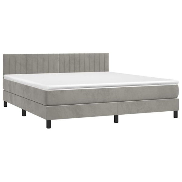 vidaXL Ramsäng med madrass ljusgrå 160x200 cm sammet Grå