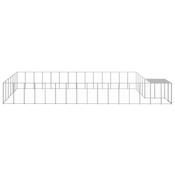 vidaXL Hundgård silver 26,62 m² stål Silver