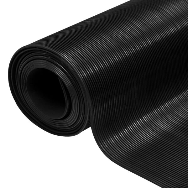 vidaXL Halkfri matta 1,5x4 m 3 mm fina ribbor Svart