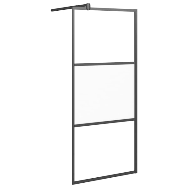 vidaXL Duschvägg med hylla svart 90x195 cm ESG-glas&aluminium Svart