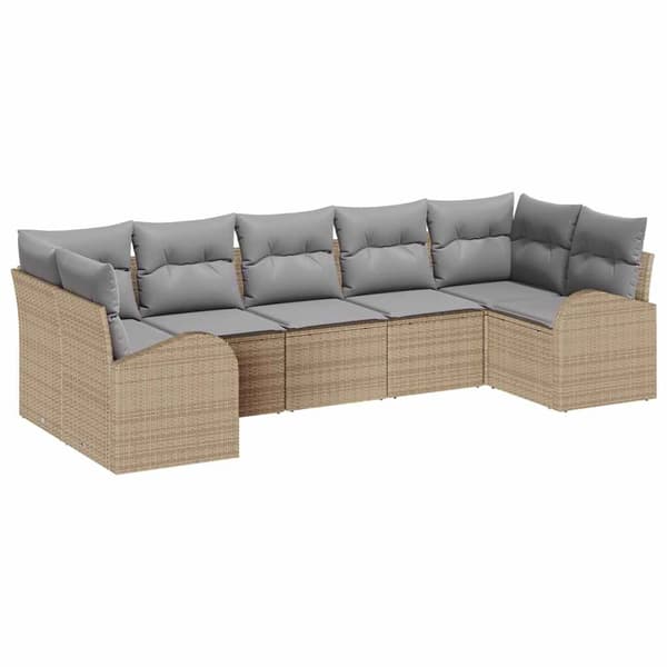 vidaXL Trädgårdsoffset 7 st Beige [Syntetisk]: Poly Rattan Beige