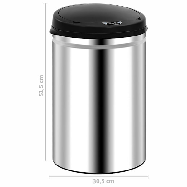 vidaXL Soptunna med automatisk sensor 30 L rostfritt stål Silver