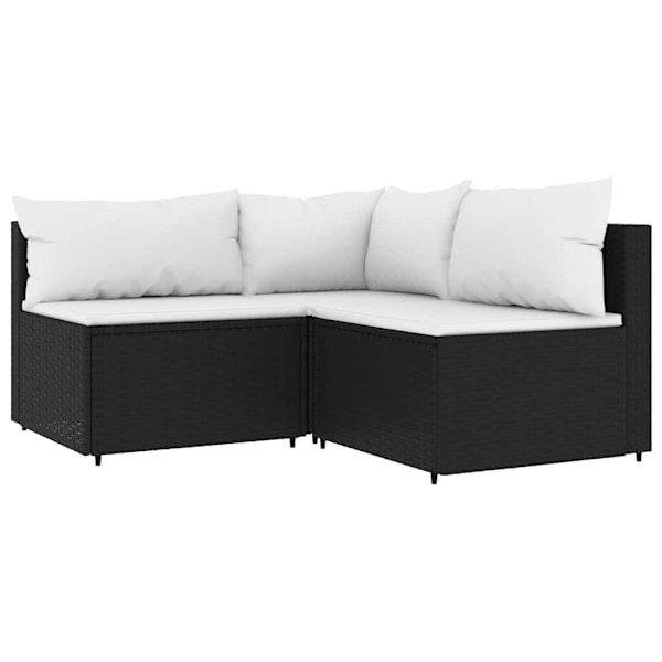 vidaXL Loungegrupp för trädgården med dynor 4 delar svart konstrotting Svart