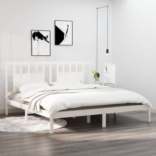 vidaXL Sängram vit massiv furu 200x200 cm Vit