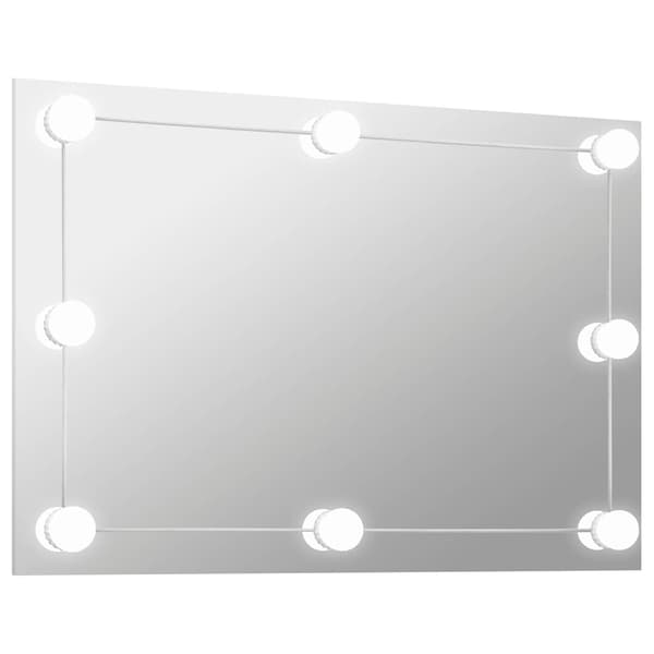 vidaXL Väggspegel utan ram LED-belysning rektangulär Silver