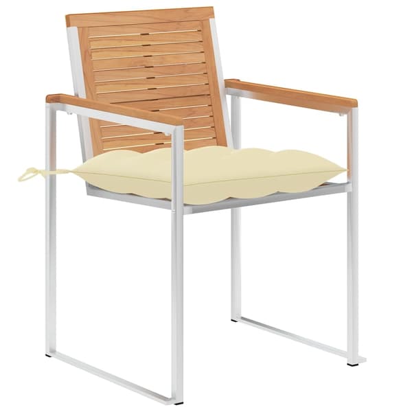 vidaXL Trädgårdsstolar med dynor 8 st massiv teak Vit