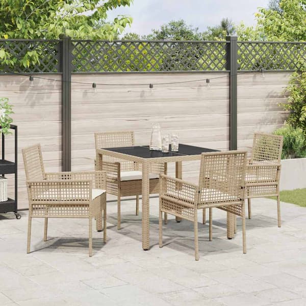 vidaXL Trädgårdsmöbelset 5 st Beige konstrotting Beige