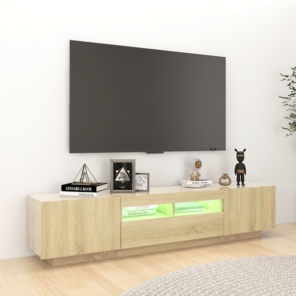 vidaXL TV-bänk med LED-belysning sonoma-ek 180x35x40 cm Brun