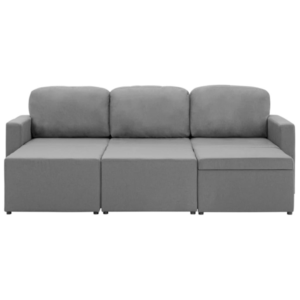 vidaXL Bäddsoffa modulär 3-sits ljusgrå tyg grå
