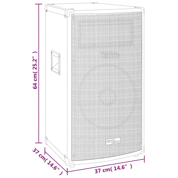 vidaXL Passiv PA-högtalare 1000 W svart 37x37x64cm Svart