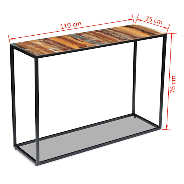 vidaXL Konsolbord massivt återvunnet trä 110x35x76 cm multifärg