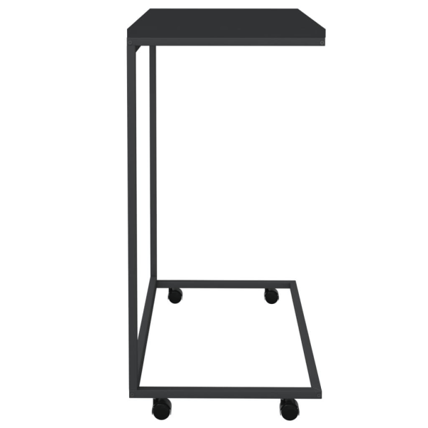 vidaXL Sidobord med hjul svart 55x35x70 cm konstruerat trä Svart