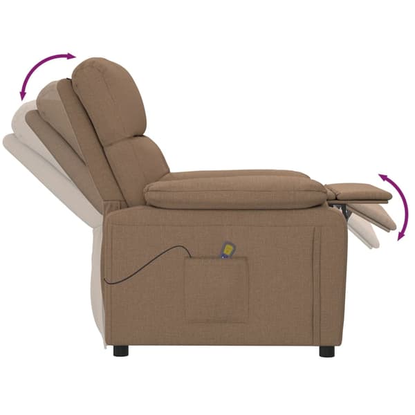 vidaXL Massagefåtölj brun tyg Brun