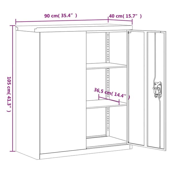 vidaXL Dokumentskåp vit 90x40x105 cm stål Vit