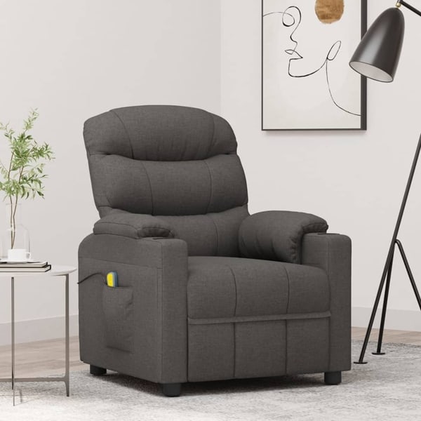 vidaXL Massagefåtölj mörkgrå tyg Grå
