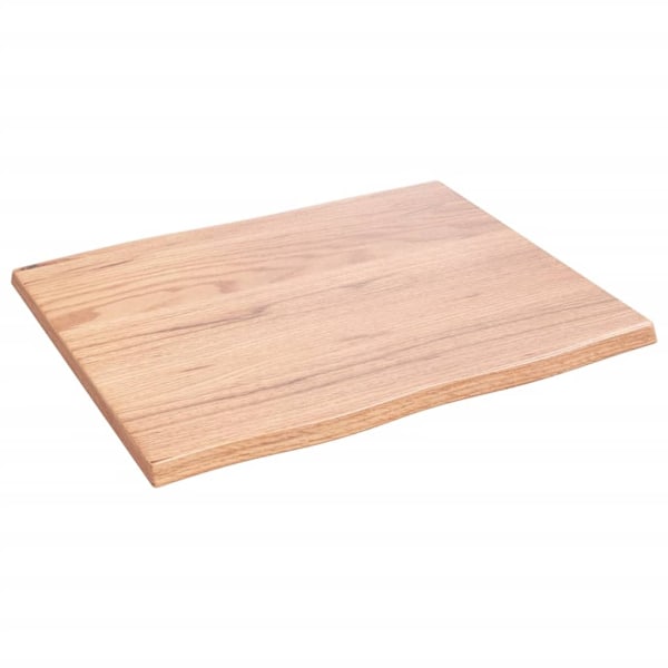 vidaXL Bordsskiva ljusbrun 60x50x2 cm behandlad massiv ek levande kant Brun