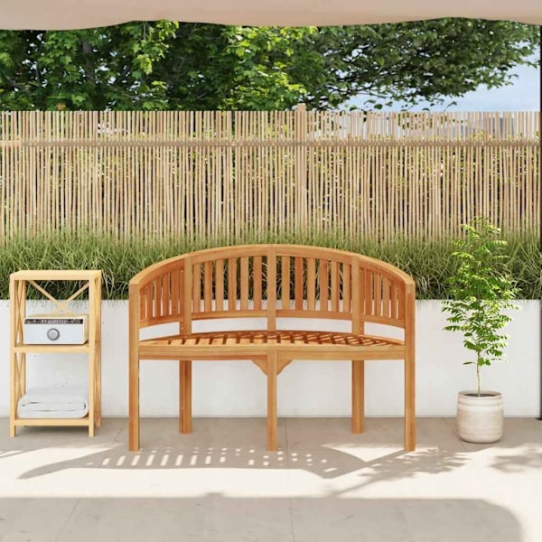 vidaXL Bananbänk 120 cm massiv teak Brun