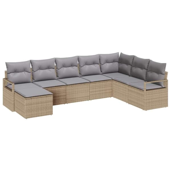 vidaXL Soffset med kudde 8 pcs Beige konstrotting Beige