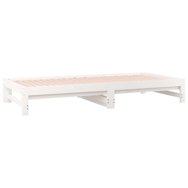 vidaXL Utdragbar dagbädd vit 2x(90x200) cm massiv furu Vit
