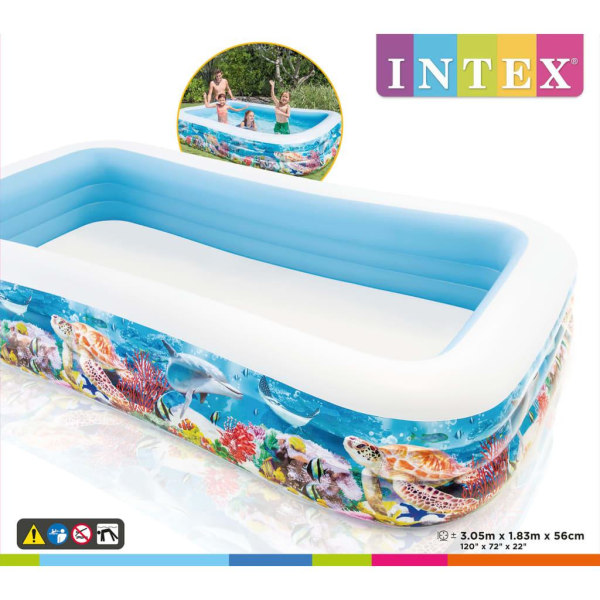 INTEX Familjepool Swim Center Family Pool 305x183x56 cm havsliv  Flerfärgsdesign 6050 | Flerfärgsdesign | 14910 | Fyndiq