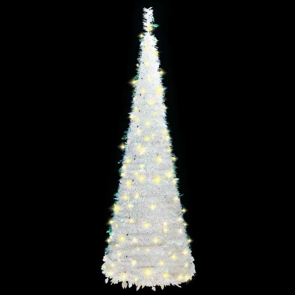 vidaXL Plastgran pop-up 200 LED vit 210 cm Vit