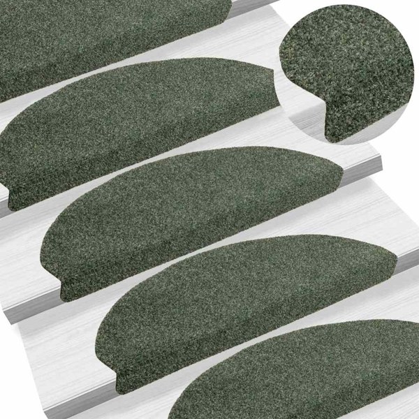 vidaXL Trappstegsmattor självhäftande 10 st grön 65x21x4 cm brodyr Grön