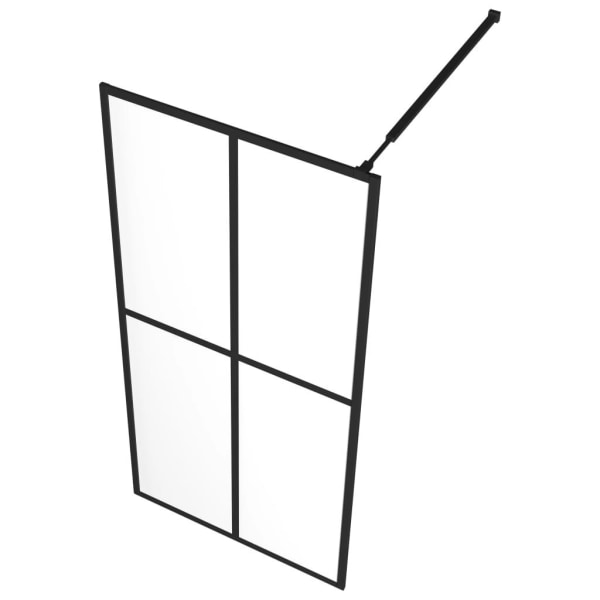 vidaXL Duschvägg med hylla svart 80x195 cm ESG-glas&aluminium Svart