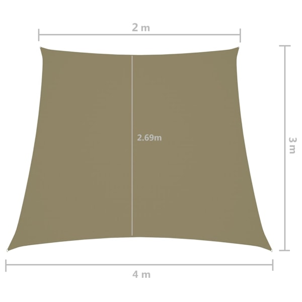 vidaXL Solsegel oxfordtyg trapets 2/4x3 m beige Beige