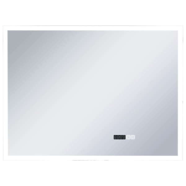 vidaXL Badrumsspegel LED med touch-sensor och tidsdisplay 80x60 cm Silver
