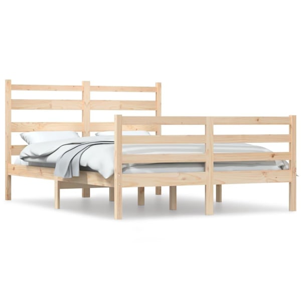 vidaXL Sängram massiv furu 140x200 cm Brun
