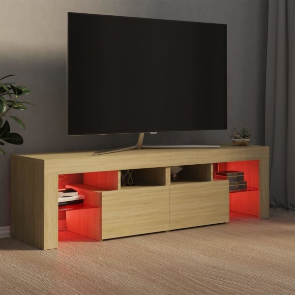 vidaXL Tv-bänk med LED-belysning sonoma-ek 140x36,5x40 cm Brun