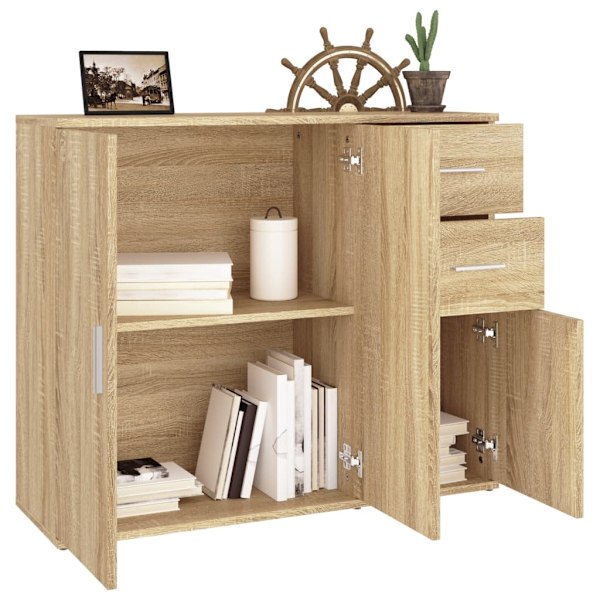 vidaXL Skänk sonoma-ek 91x29,5x75 cm konstruerat trä Brun