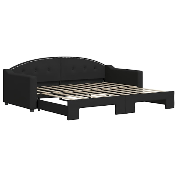 vidaXL Dagbädd utdragbar svart 90x190 cm tyg Svart